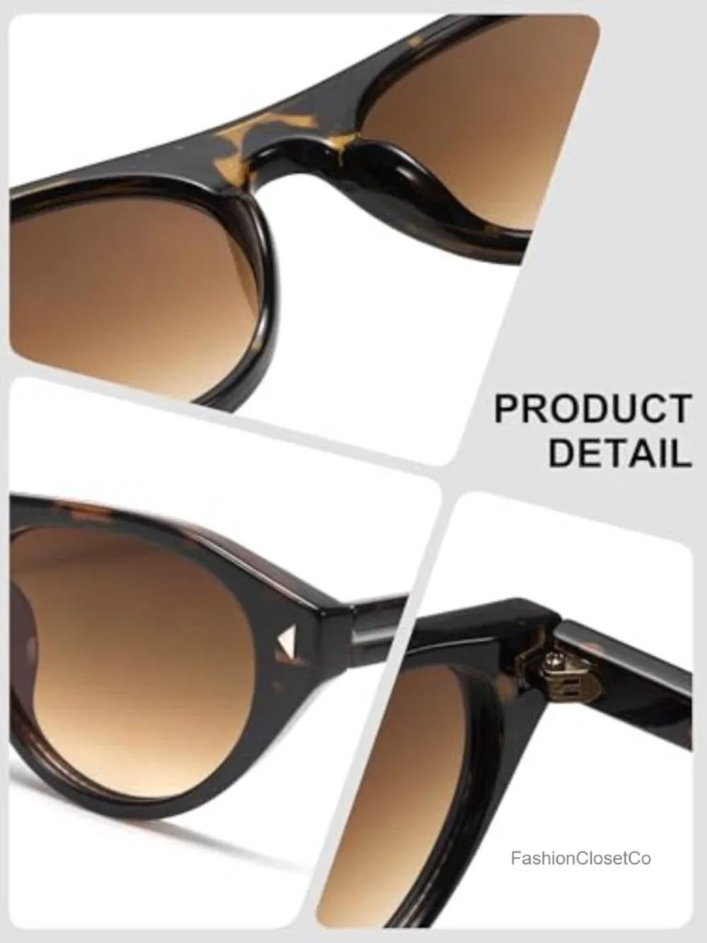 Retro Oval Cat Eye Sunglasses UV400 Polycarbonate Frame